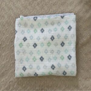 Swaddle Designs Blue White Green Gray Print Baby Swaddle Blanket Muslin Cotton